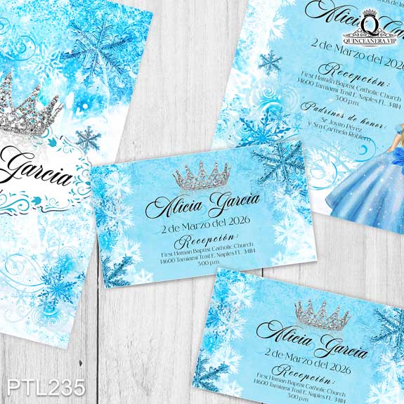 Invitaciones de 15 años de la Princesa Elsa - PTL235