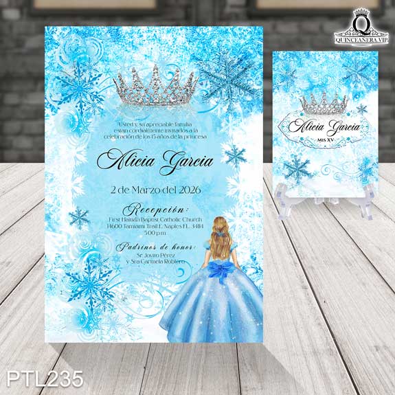 Invitaciones de 15 años de la Princesa Elsa - PTL235