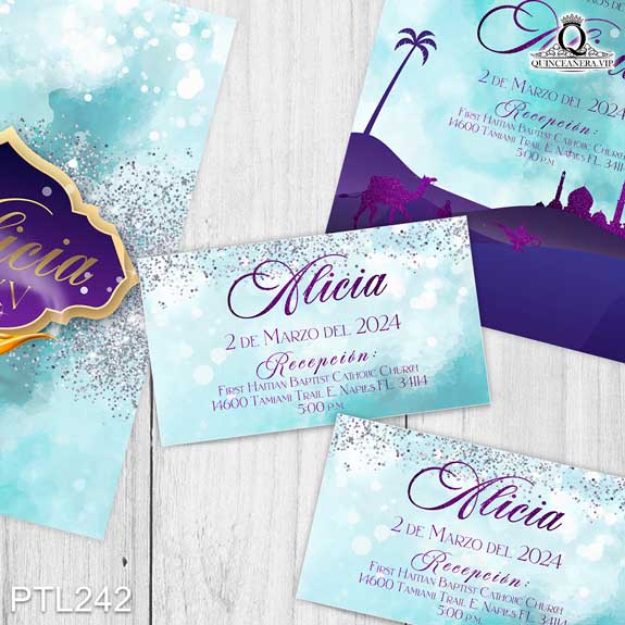 Invitaciones de la Princesa Jasmín de Aladdin - PTL242