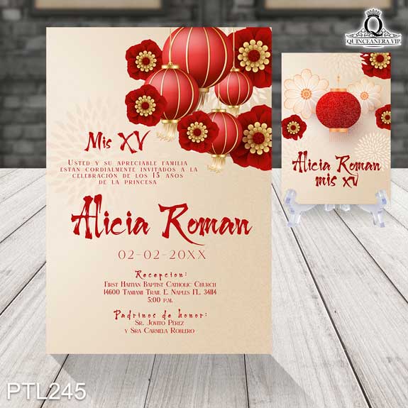 Invitaciones de Quinceañera de la Princesa Mulán - PTL245