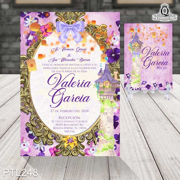 Invitaciones de Quinceañera de Rapunzel de Enredados - PTL248