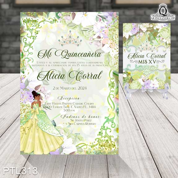 Invitaciones de Quinceañera de la Princesa Tiana - PTL313