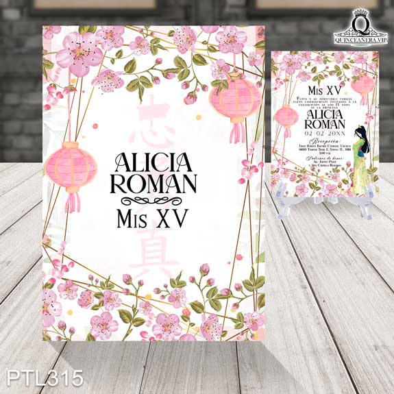 Invitaciones de la princesa Mulán para Quinceañera - PTL315