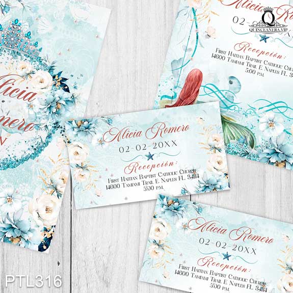 Invitaciones de la Princesa Ariel - PTL316