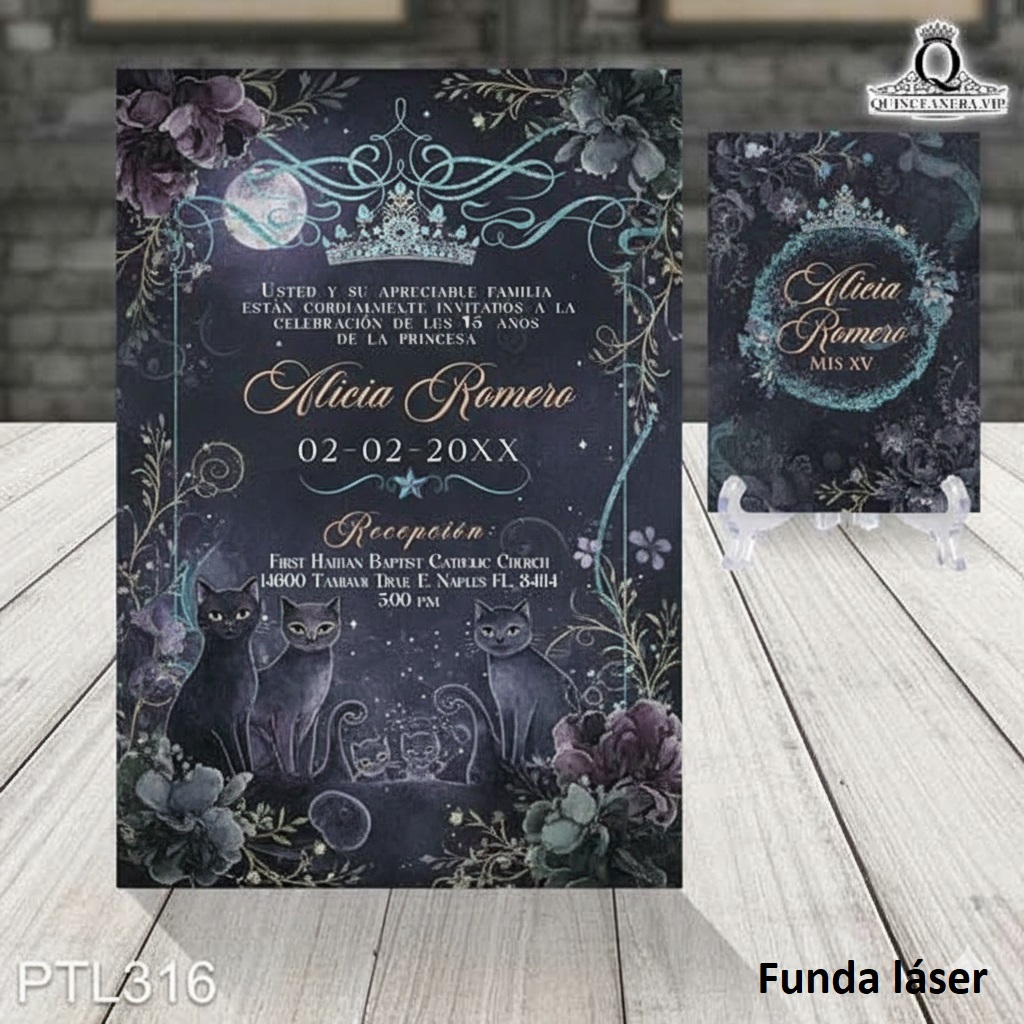 Invitaciones de 15 Años de Halloween gatos PTL317